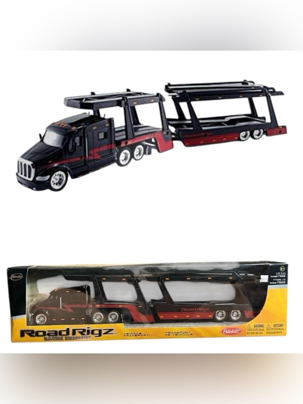 ROAD RIGZ 1:64 Die-Cast Peterbilt Transport Hauler Black & Red NIB - Sealed
